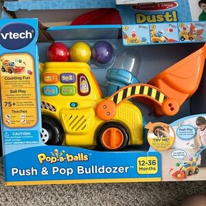 VTech Pop-a-balls Push & Pop Bulldozer - Yellow and Orange